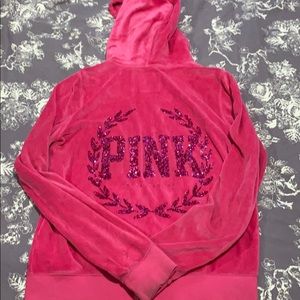 Sparkly Pink velour zip up